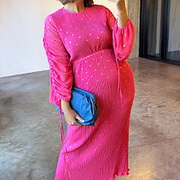 Thumbnail for Model wearing Pink Bon Plisse Dress 