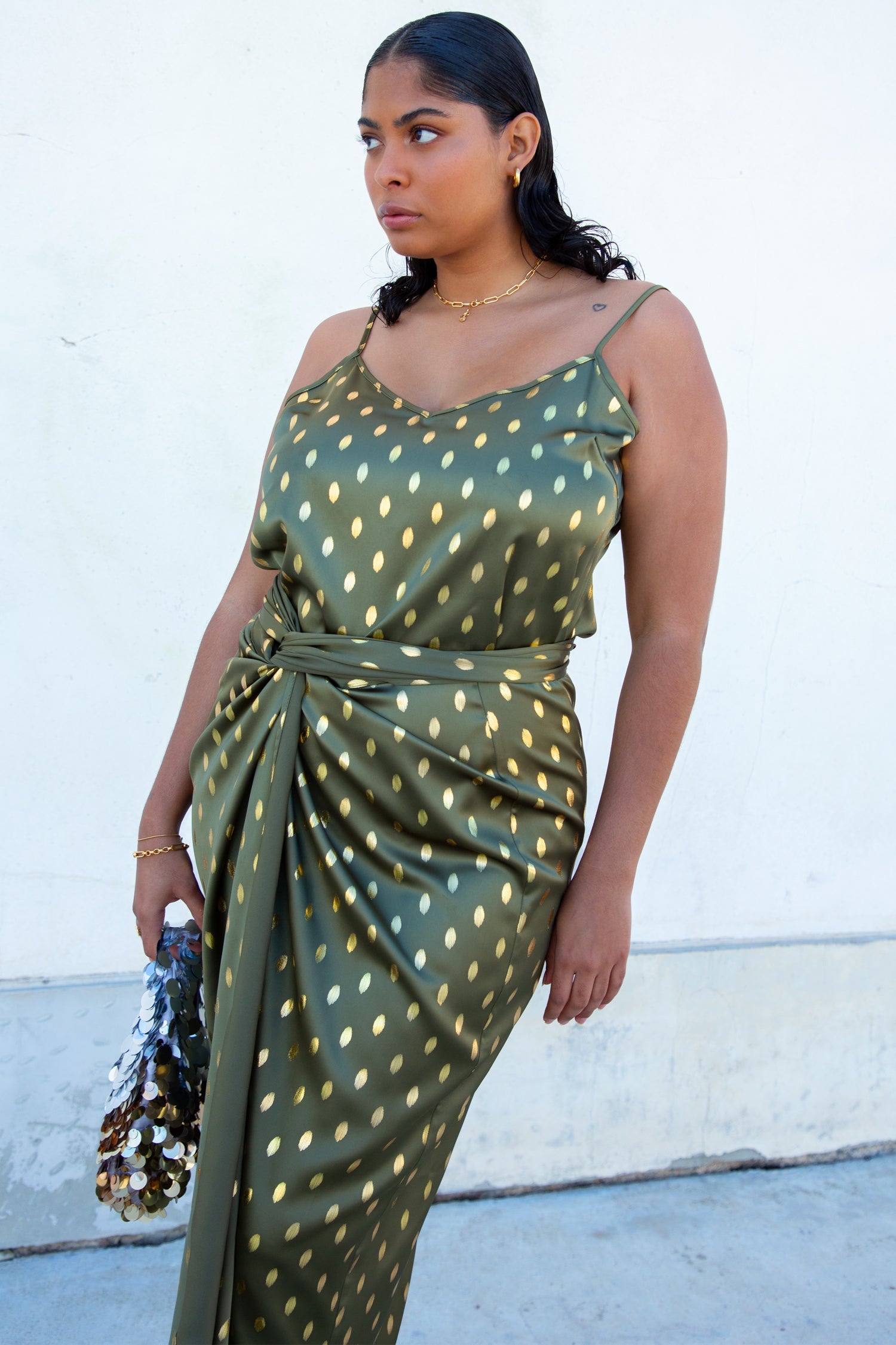 Khaki Jaspre skirt with Gold Fleck