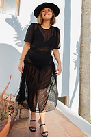 Thumbnail for Black Dobby Lucia Midi Dress