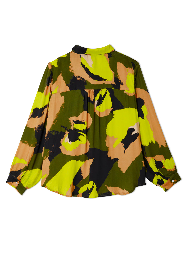 Lime and Khaki Abstract Sami Shirt