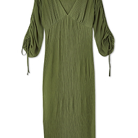 Thumbnail for Khaki Celia Plisse Dress Petite