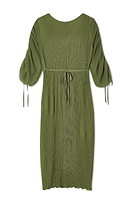 Thumbnail for Khaki Celia Plisse Dress Petite