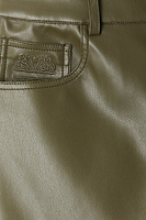 Thumbnail for Khaki Vegan Leather Trouser