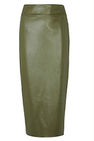 Thumbnail for Khaki Vegan Leather Jaspre Skirt