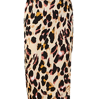 Thumbnail for Model wearing Brown Leopard Jaspre Skirt standing facing the camera