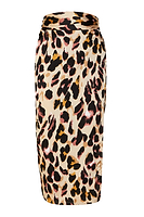 Thumbnail for Model wearing Brown Leopard Jaspre Skirt standing facing the camera