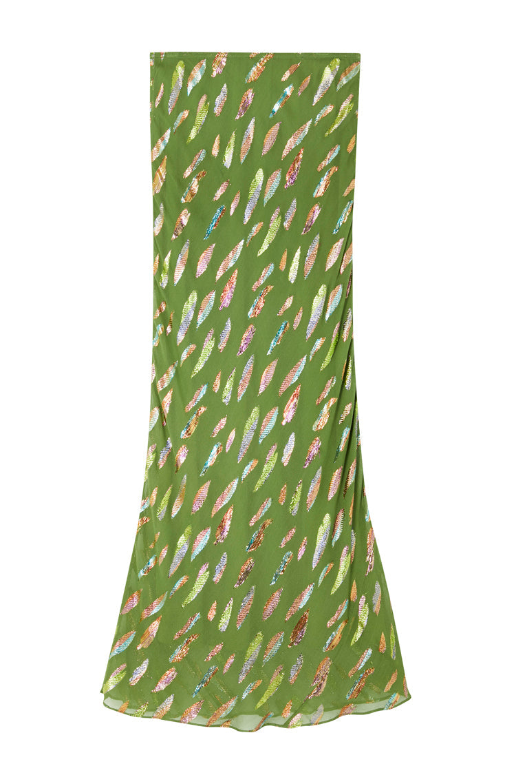 Khaki Jacquard Slip Skirt