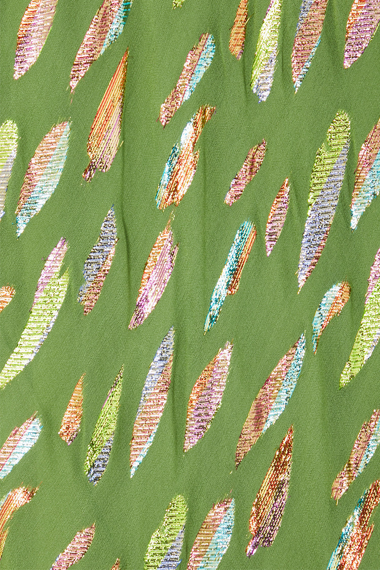 Close up of Khaki Jacquard Slip Skirt
