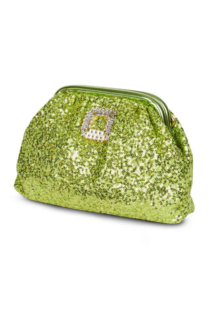 Lime Sequin Clutch Bag