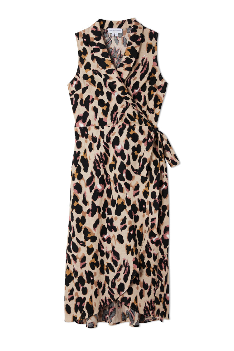 Cotton Linen Leopard Brooklyn Dress