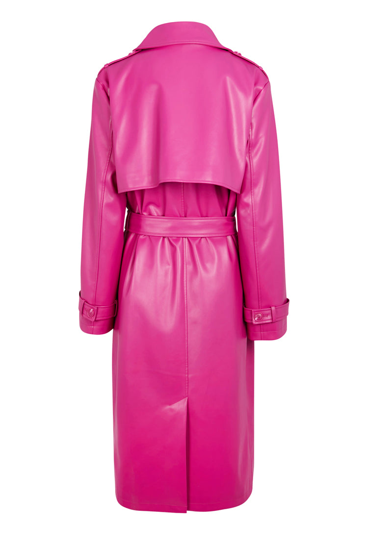 Magenta Vegan Leather Trench