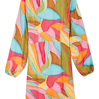 Thumbnail for Multi Abstract Mini Vienna Wrap Dress