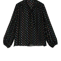 Thumbnail for Multi Sparkle Pussy Bow Flora Blouse