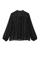 Thumbnail for Bak of Multi Sparkle Pussy Bow Flora Blouse