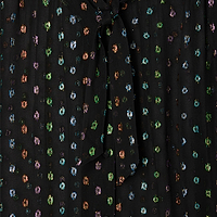Thumbnail for Close up of pattern of Multi Sparkle Pussy Bow Flora Blouse