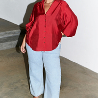 Thumbnail for caption_Model wears Red Miley Shirt in UK size 18 / US 14  