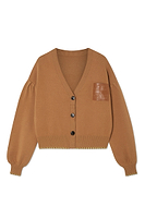 Thumbnail for Camel Cardigan With PU Patch