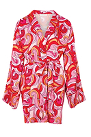 Thumbnail for Pink Swirl Satin Dressing Gown