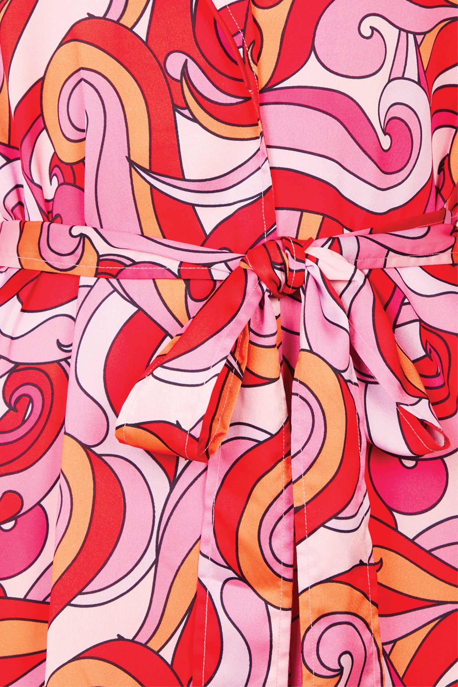 Pink Swirl Satin Dressing Gown