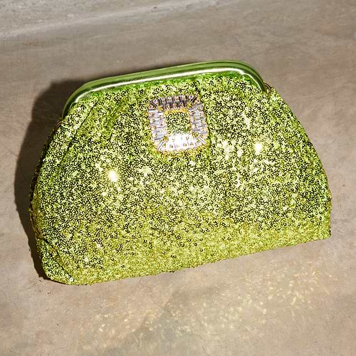 Lime Sequin Clutch Bag