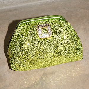 Lime Sequin Clutch Bag