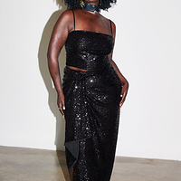 Thumbnail for Model wearing Black Sequin Jaspre Skirt 