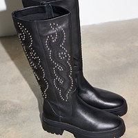 Thumbnail for Leather Black Studded Boot