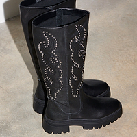 Thumbnail for Leather Black Studded Boot