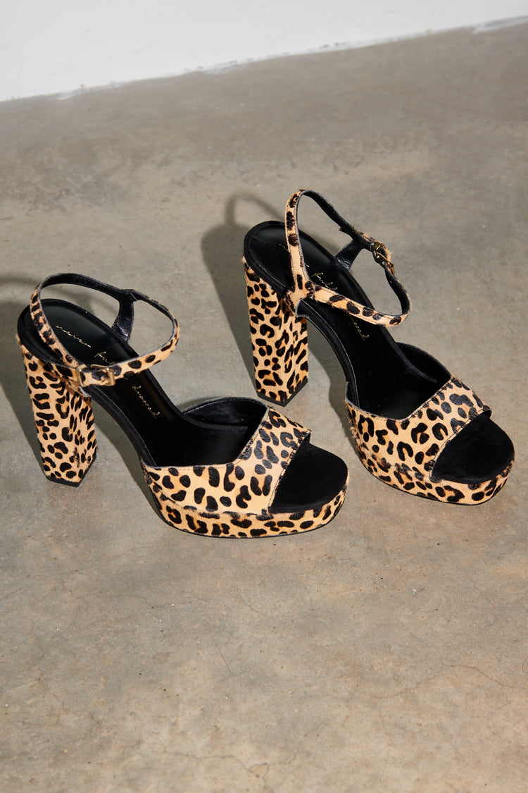 Leather Leopard Platform Heel
