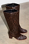 Leather Chocolate Leopard Knee High Boot