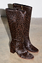 Leather Chocolate Leopard Knee High Boot