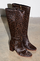 Thumbnail for Leather Chocolate Leopard Knee High Boot