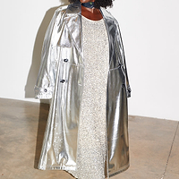 Thumbnail for Silver Vegan Leather Trench