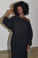Thumbnail for caption_Model wears Multi Spot Long Sleeve Tilly Dress in UK 18 / US 14