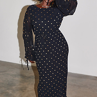 Thumbnail for Black Celia Plisse Dress Petite