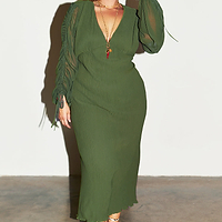 Thumbnail for Khaki Celia Plisse Dress