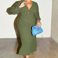 Thumbnail for Khaki Celia Plisse Dress