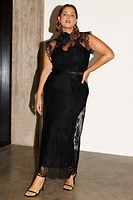 Thumbnail for model wearing Black Fine Lace Skirt