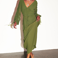 Thumbnail for Khaki Celia Plisse Dress