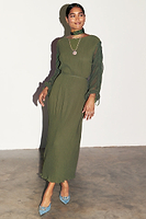 Thumbnail for Khaki Celia Plisse Dress