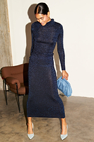Thumbnail for Model wearing Navy Sparkle Tube Skirt 