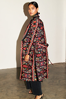Thumbnail for Model wearing Abstract Print Maxi Cardi