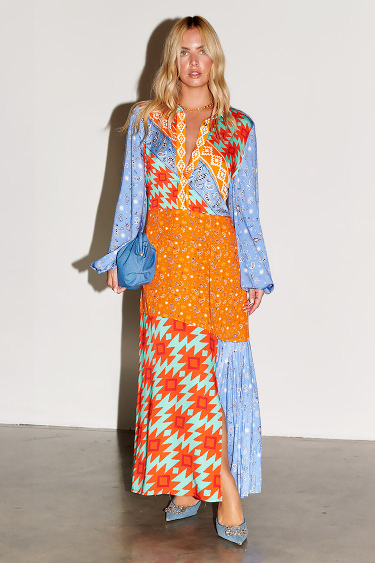 model wearing Blue Clash Effie Shirt Dress
