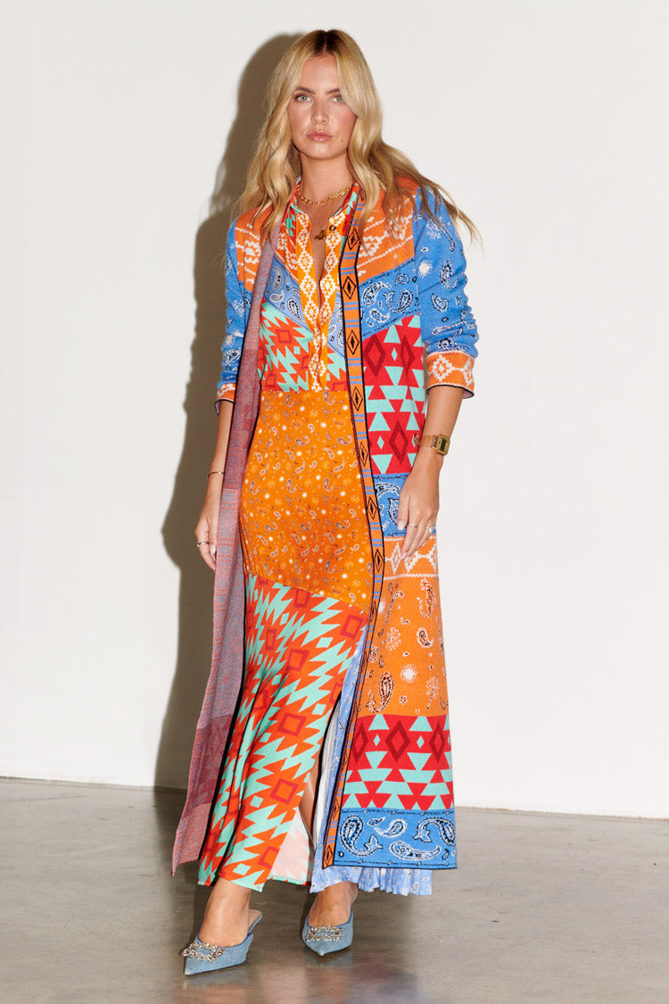 model wearing Blue Clash Effie Shirt Dress