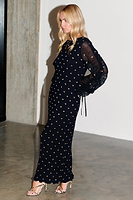 Thumbnail for Black Celia Plisse Dress Petite
