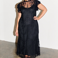 Thumbnail for Black Fine Lace Raven Dress
