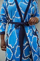 Thumbnail for Blue Animal Maxi Cardigan