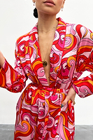 Thumbnail for Pink Swirl Satin Dressing Gown