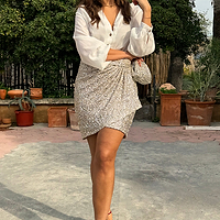 Thumbnail for Silver Sequin Mini Jaspre Skirt