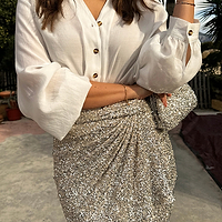 Thumbnail for Silver Sequin Mini Jaspre Skirt